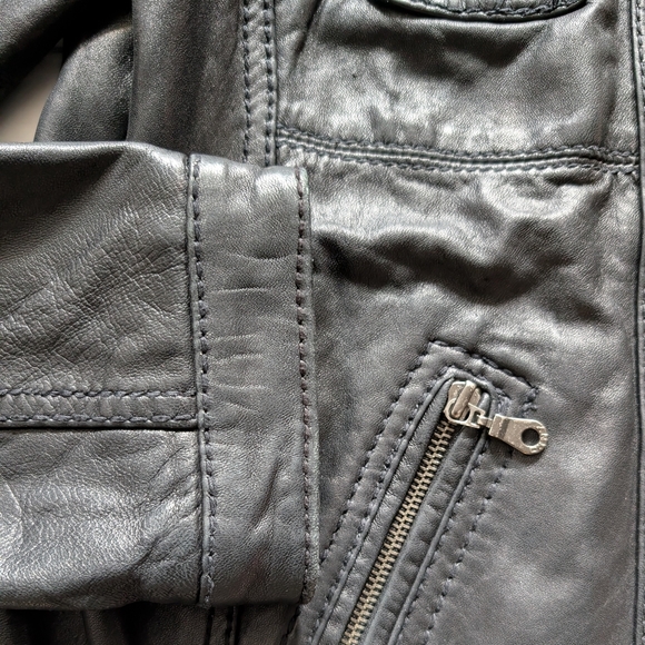 DKNY Moto Black Leather Biker Jacket Woman's XL - Picture 6 of 12